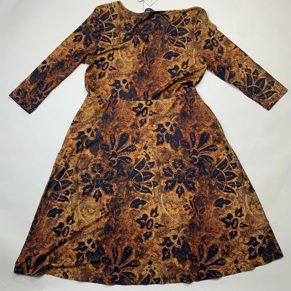 Peruvian Connection Womens Beatrice Dress Multicolor Size L Floral Knit - Picture 2 of 5